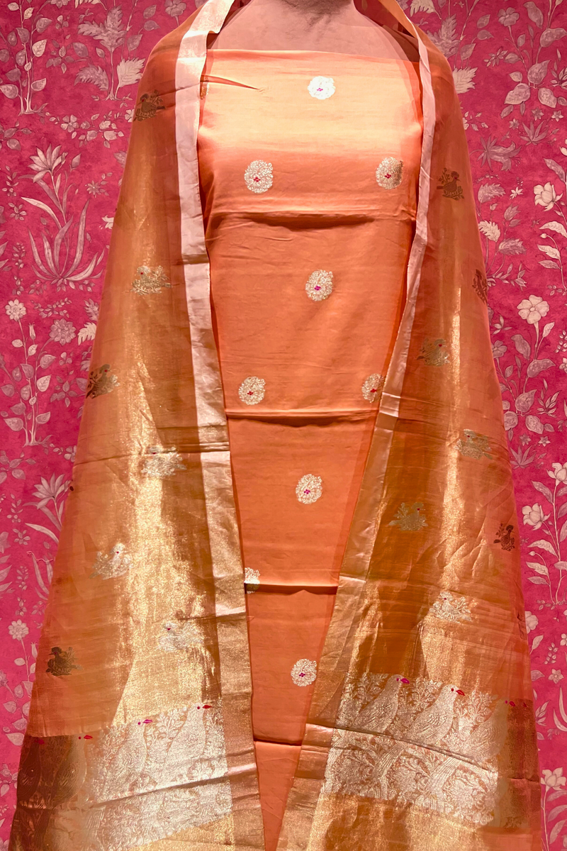 Handloom Tissue Suit sets - Orange