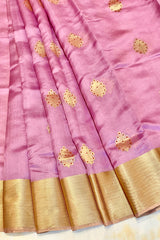 Handloom Silk Chanderi Saree - Fukdani Buta -Lilac