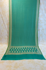 HOV Handloom Banarasi Georgette Silk Saree - All Over Jaali Design Light Green - 080