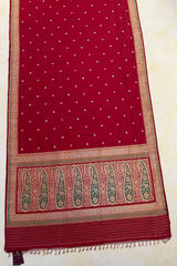 HOV EXCLUSIVE HANDLOOM PURE ZARI BANARASI KATAN SILK SAREE - PAISLEY MINA PALLUVAN - 144