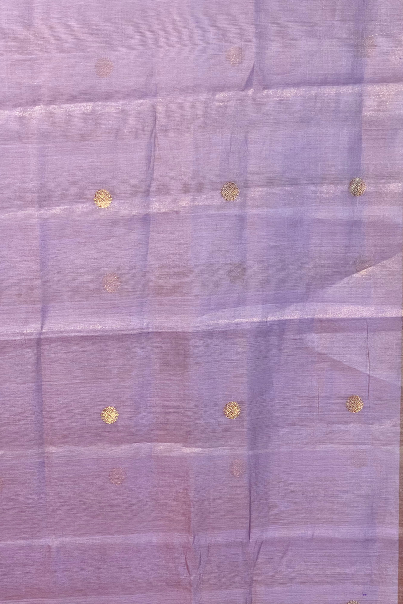 Handloom Chanderi Saree Half Tissue Small Round Buta - Lavender