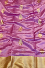 Handloom Silk Chanderi Saree - Fukdani Buta -Lilac