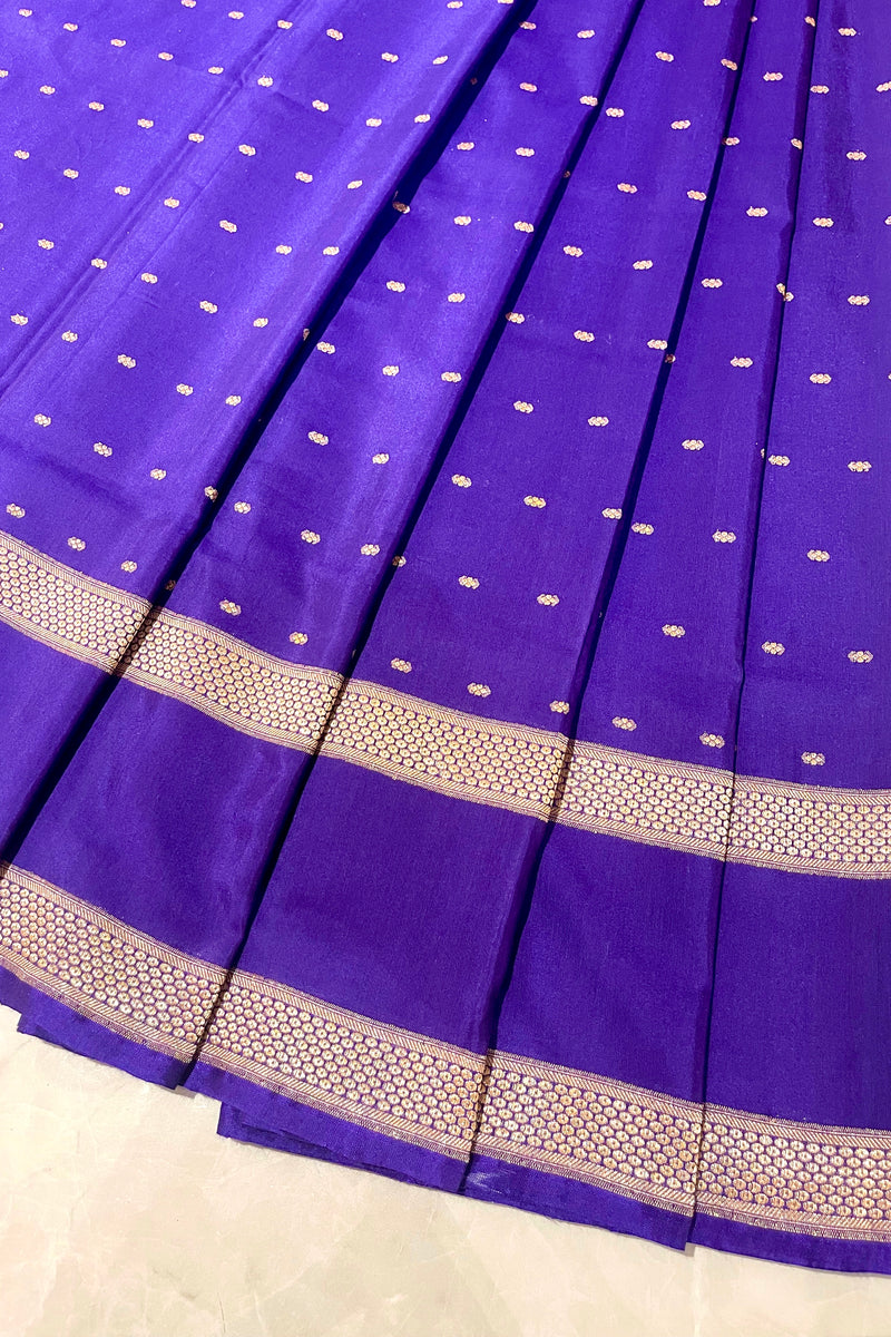 Handloom Kadhua Banarasi Saree - Purple Silver Buti