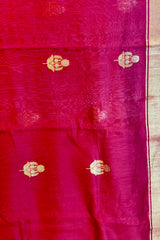 Handloom Silk Cotton Chanderi Saree - Sunflower Buta - Maroon