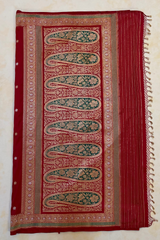 HOV EXCLUSIVE HANDLOOM PURE ZARI BANARASI KATAN SILK SAREE - PAISLEY MINA PALLUVAN - 144