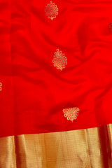 Handloom Silk Chanderi Saree - Fuldani Buta - Red