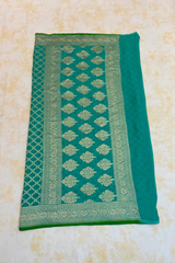 HOV Handloom Banarasi Georgette Silk Saree - All Over Jaali Design Light Green - 080
