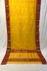 HOV HANDLOOM CHANDERI KATAN SAREE - TRADITIONAL BORDER - 110