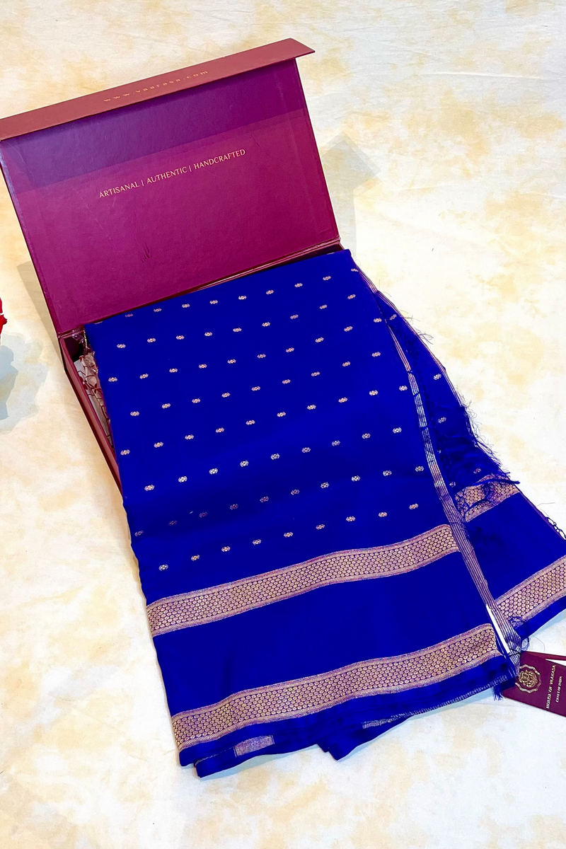 Handloom Kadhua Banarasi Saree - Purple Silver Buti