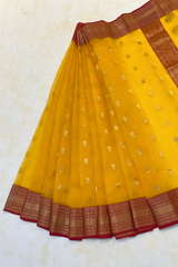HOV HANDLOOM CHANDERI KATAN SAREE - TRADITIONAL BORDER - 110