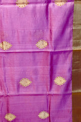 Handloom Silk Chanderi Saree - Fukdani Buta -Lilac