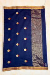 HOV HANDLOOM CHANDERI COTTON SILK SAREE - LOTUS BUTA PALLU - 121