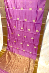 Handloom Silk Chanderi Saree - Fukdani Buta -Lilac