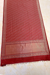 HOV HANDLOOM PURE ZARI BANARASI KATAN SILK SAREE - JAANGLA - CHECKERED - RED -138