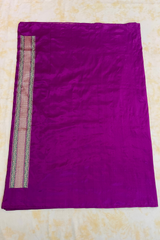 HOV Handloom Pure Zari Banarasi Katan Silk Saree - Jaangla - Purple Green All Over Design - 082