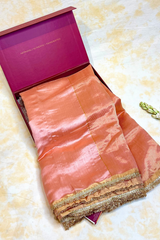 Handloom Silk Chanderi Saree - Light Pink Plain