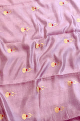 Handloom Silk Chanderi Saree - Kota Floral Motif -Lilac