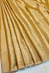 Handloom Chanderi Silk Saree With Lace - Gold