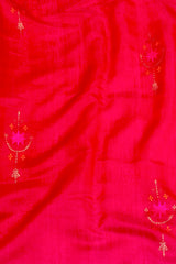 Handloom Silk Cotton Chanderi Saree - Star Motif - Maroon