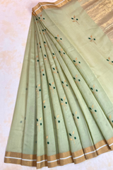 HOV HANDLOOM CHANDERI COTTON SILK SAREE- FOUR LEAF - 122