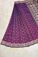 HOV Exclusive Pure Zari Handloom Banarasi Saree - Jaangla Purple - 033