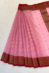 HOV HANDLOOM CHANDERI KATAN SAREE - TRADITIONAL BORDER - 111