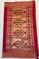 HOV EXCLUSIVE HANDLOOM PAITHANI SILK SAREE - SINGLE MUNIYA - DEEP PINK - 026