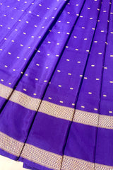 Handloom Kadhua Banarasi Saree - Purple Silver Buti