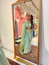 HOV Handloom Chanderi Half Tissue Saree - Round Buta - 003-05,09