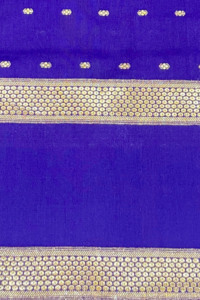 Handloom Kadhua Banarasi Saree - Purple Silver Buti