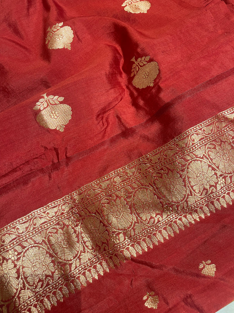 Handloom Kora Silk Suit Sets - Maroon