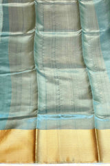 Handloom Silk Chanderi Saree - Blue With Twill Border