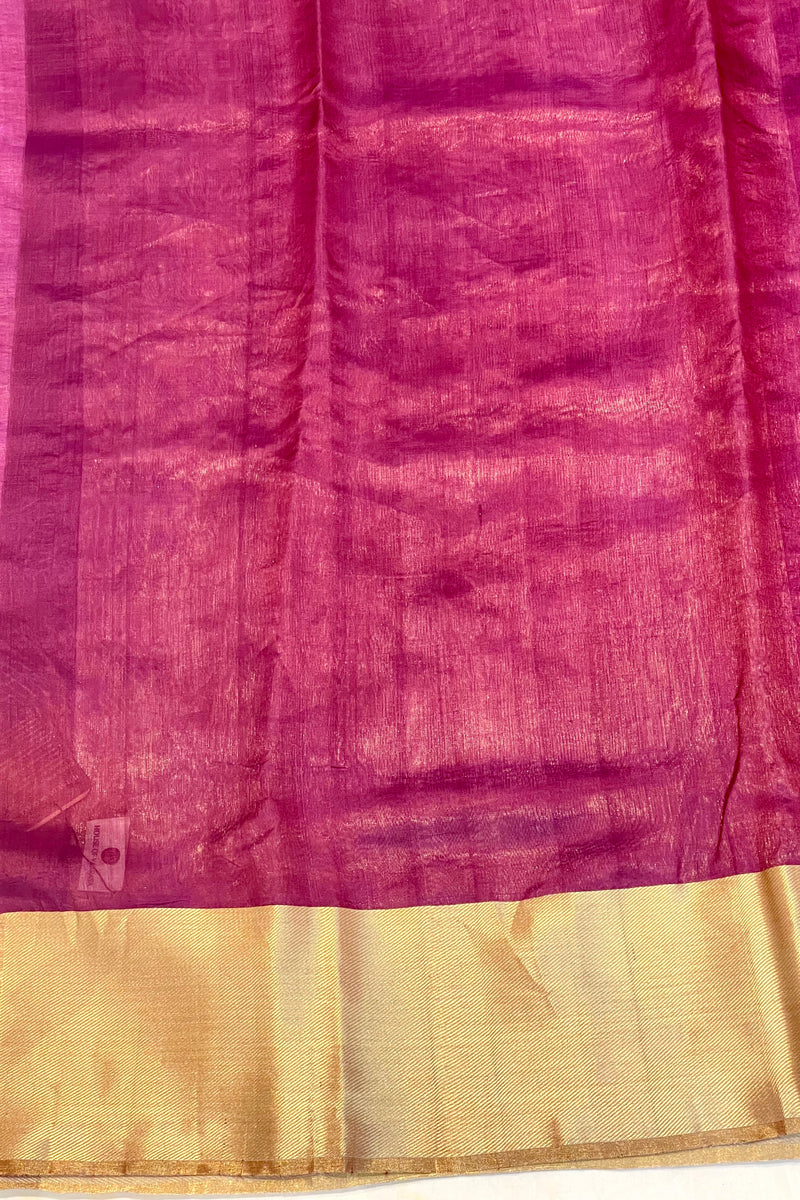 Handloom Silk Chanderi Saree - Fuldani Buta - Wine