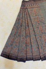 HOV AJARAKH HAND - BLOCK PRINT SAREE - NATURAL DYES - TUSSAR SILK WITH MULBERRY - 019