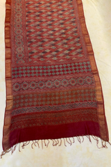 HOV AJARAKH HAND-BLOCK PRINT SAREE - NATURAL DYES - TUSSAR SILK WITH MULBERRY SILK- 019