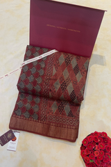 HOV AJARAKH HAND-BLOCK PRINT SAREE - NATURAL DYES - TUSSAR SILK WITH MULBERRY SILK- 019