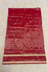 HOV Exclusive Pure Zari Handloom Banarasi Tissue Silk Saree - Red Silver Zari Kasturi - 026