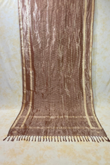 HOV Handloom Pure Zari Tissue Banarasi Katan Silk Saree - Butidar - Beige Kasturi - 087