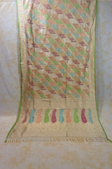 HOV Exclusive Handloom Banarasi Katan Silk Saree - Checks - Rangakat- Off White Green  - 107