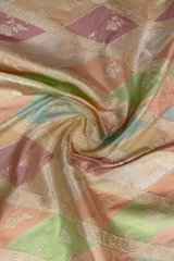 HOV Exclusive Handloom Banarasi Katan Silk Saree - Checks - Rangakat- Off White Green  - 107