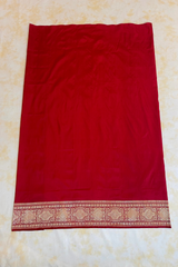 HOV Exclusive Real Zari Handloom Banarasi Katan Silk Saree - Custom Made Gold Border - Red  - 108