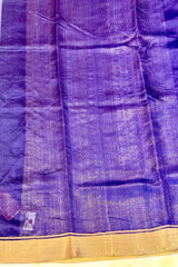 Handloom Silk Chanderi Saree - Sunflower Buta - Blue