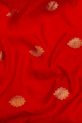 Handloom Silk Chanderi Saree - Fuldani Buta - Red