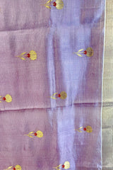 Handloom Silk Chanderi Saree - Kota Floral Motif -Lilac