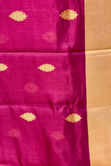 Handloom Silk Chanderi Saree - Fuldani Buta - Wine