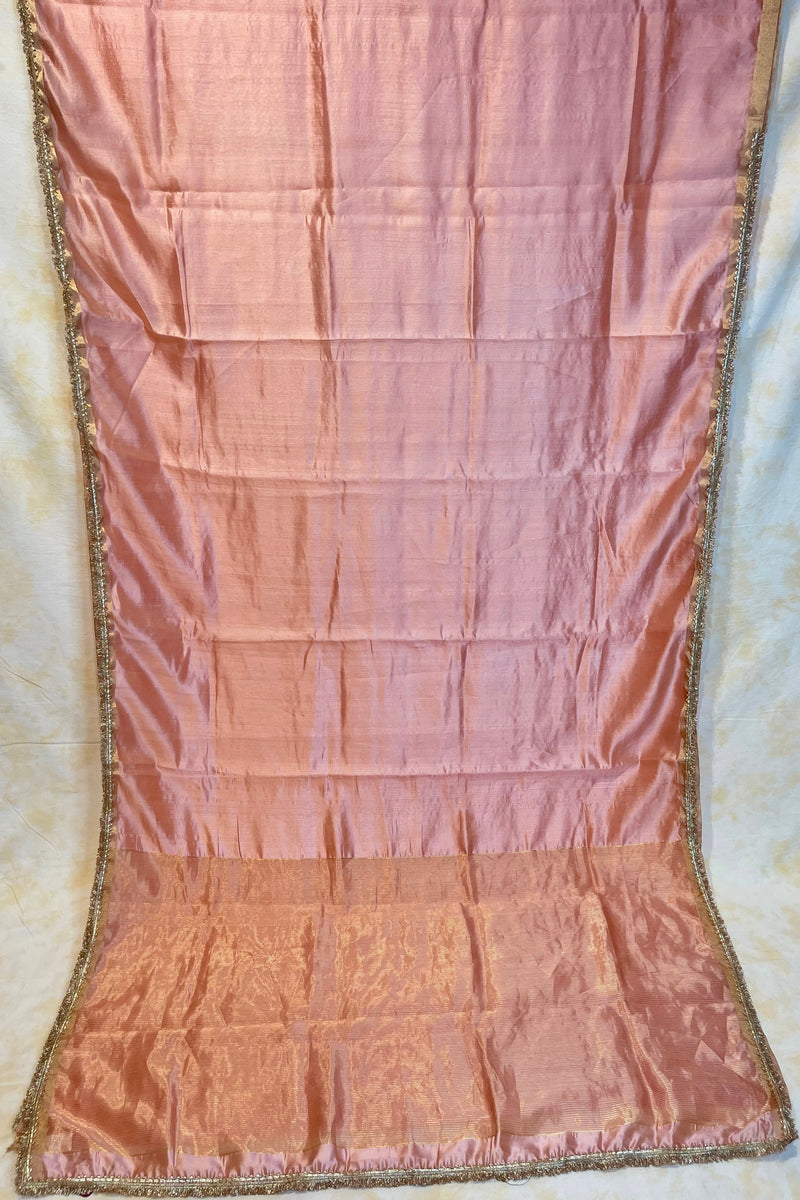 Handloom Silk Chanderi Saree - Light Pink Plain