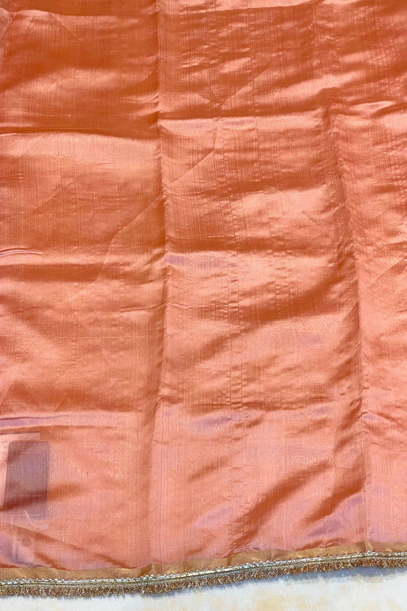 Handloom Silk Chanderi Saree - Light Pink Plain