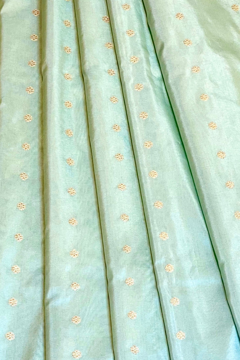 Real Zari Handloom Kadhua Banarasi Katan Silk Saree - Small Butidar - Sky Blue Minedar