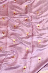 Handloom Silk Chanderi Saree - Kota Floral Motif -Lilac