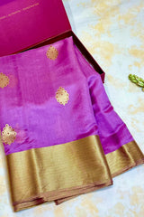 Handloom Silk Chanderi Saree - Fukdani Buta -Lilac